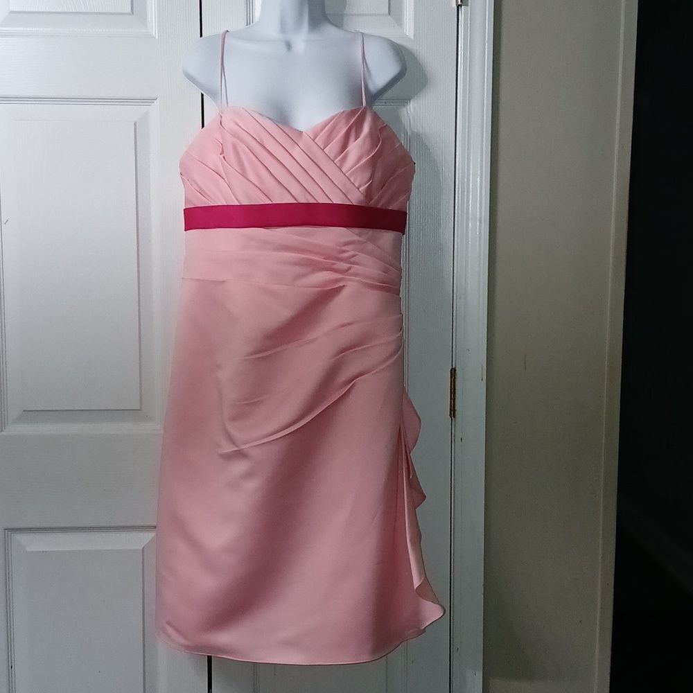 Eden Maids 2 tone pink ruffle side bridesmaid barbie semi formal dress Sz 18